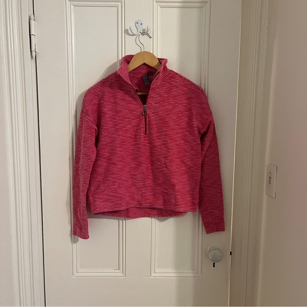 Sweaty Betty Rest Up Textured Half Zip Pullover sweatshirt Pink Sz 4